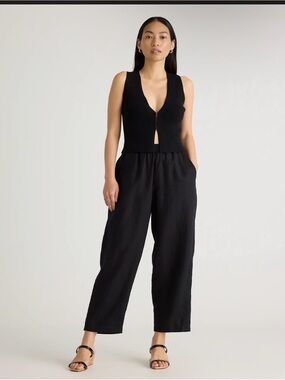 Quince European Linen Pants Wide Leg - Black- Medium- NWOT